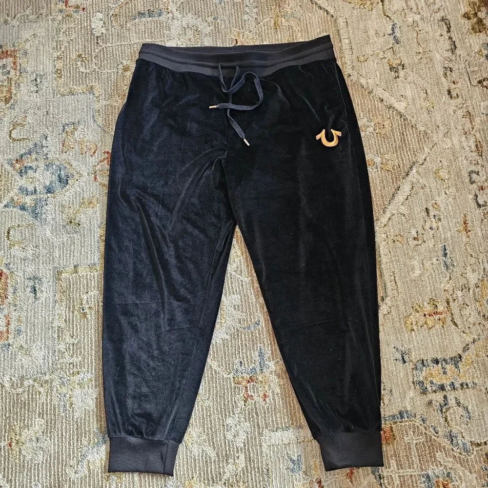 True Religion Black Velvet Sweatpants Sz 2xl With 29